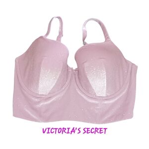 - PINK VELOUR SILVER SPECKLED LINED DEMI BRA by VICTORIA'S SECRET 38F (3D)